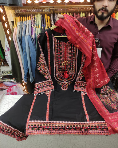 Designer Three Piece | Embroidered - Sawan | Premium Lawn Cotton