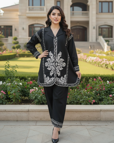 Designer Two Piece | Embroidered - Patasa | Winter Cotton