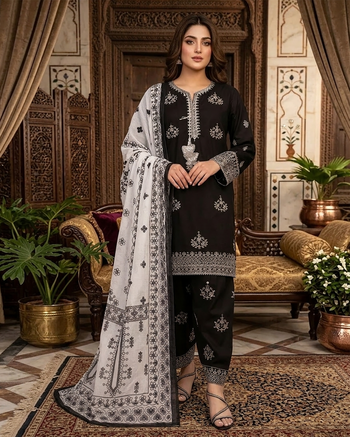 Designer Three Piece | Embroidered Handwork - Sakura | Summer Lawn