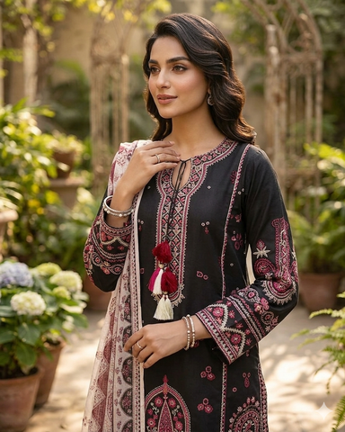 Designer Three Piece | Embroidered - Heer Ranjha | Premium Lawn