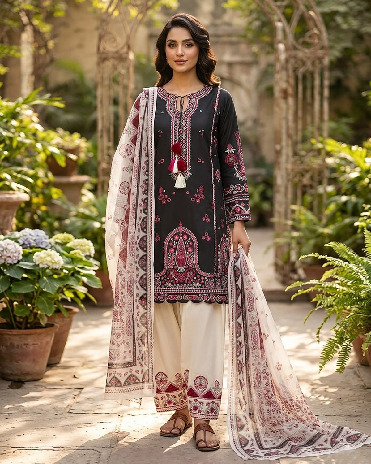 Designer Three Piece | Embroidered - Heer Ranjha | Premium Lawn