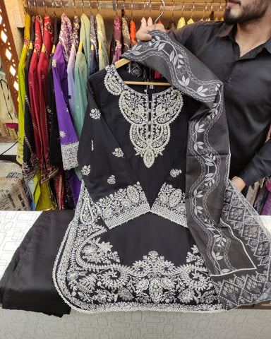 Designer Three Piece | Embroidered-Zarnish | Premium Lawn