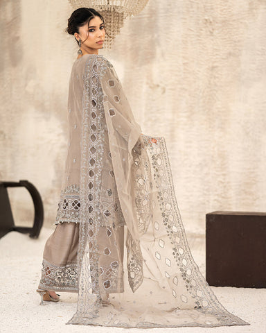 Three Piece Formals | Festive Embroidered - Huriyah | Premium Organza