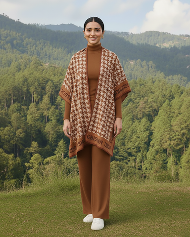 Western Cape Shawl Co-ord Set | Designer "Dior" | Imported Wool