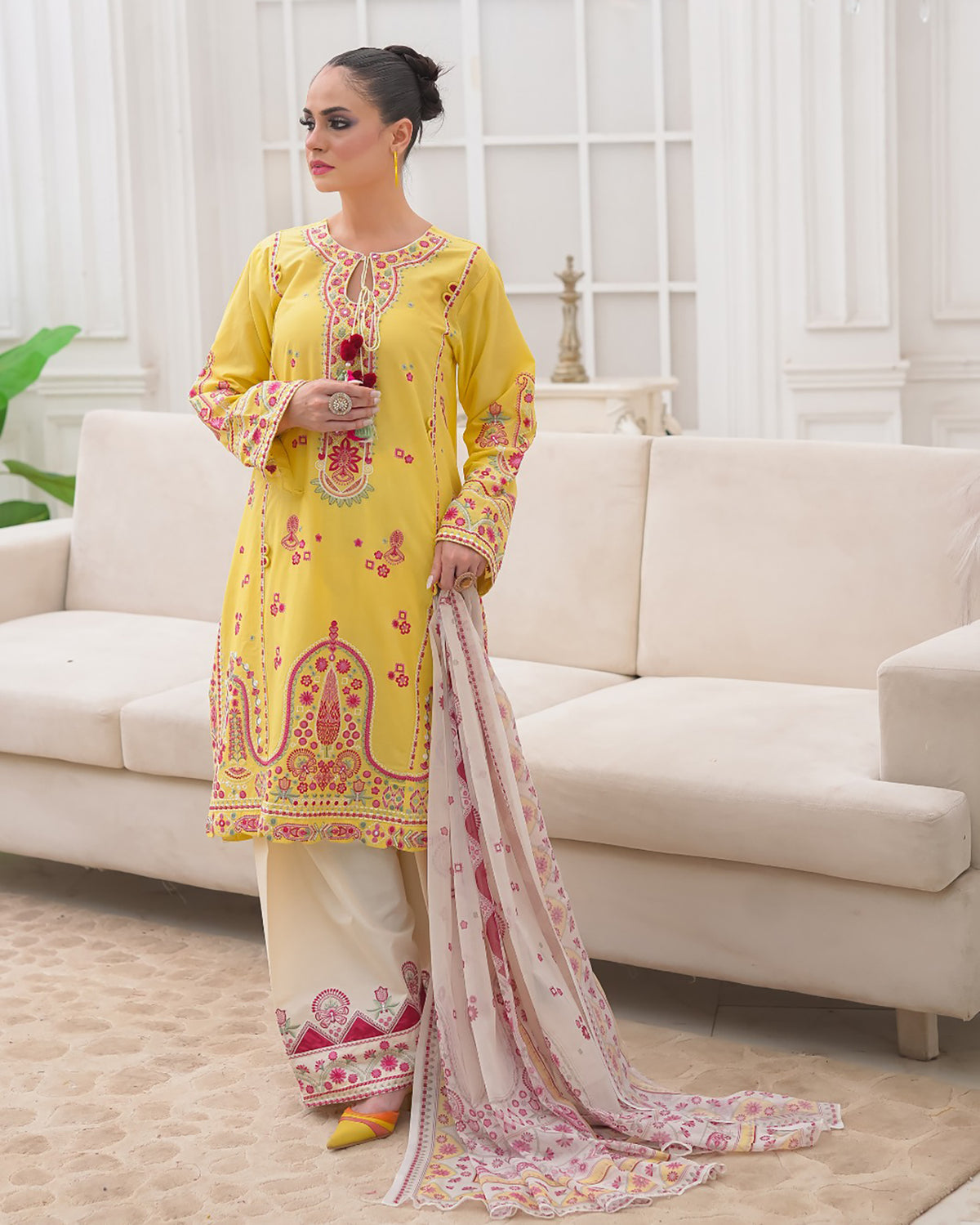 Designer Three Piece | Embroidered - Heer Ranjha | Premium Lawn