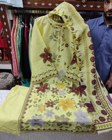 Designer Three Piece | Embroidered - Everyday Multi Chrome | Lawn
