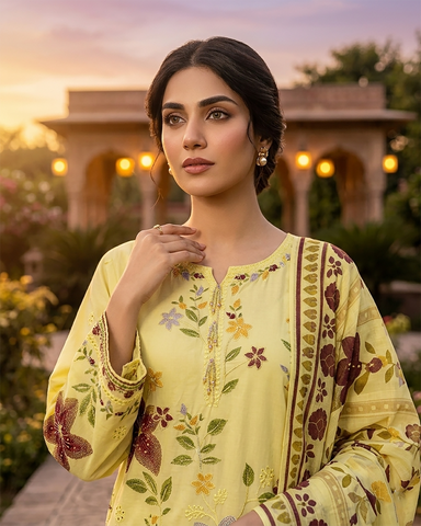 Designer Three Piece | Embroidered - Everyday Multi Chrome | Lawn