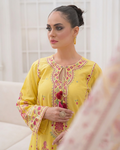 Designer Three Piece | Embroidered - Heer Ranjha | Premium Lawn