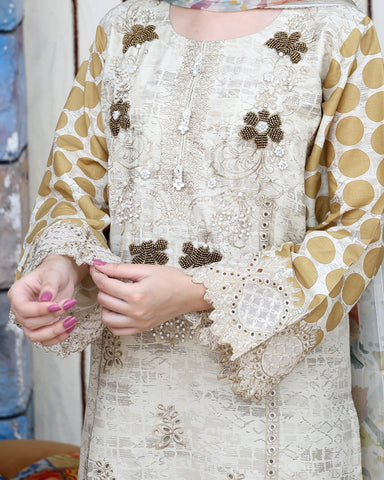 Designer Three Pieces | Polka Dots | Cambric