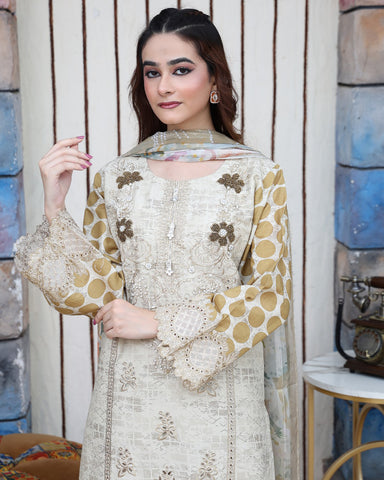 Designer Three Pieces | Polka Dots | Cambric