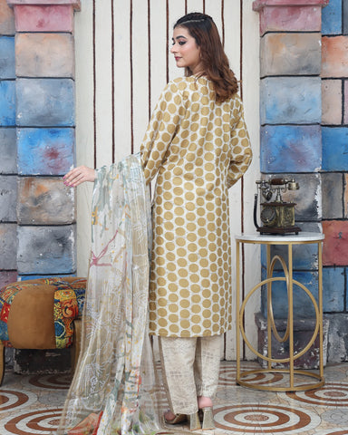 Designer Three Pieces | Polka Dots | Cambric
