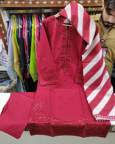 Designer Three Piece | Masakali-Buttoned Down | Premium Winter Cotton