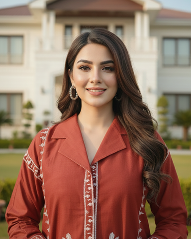 Designer Two Piece | Embroidered - Patasa | Winter Cotton