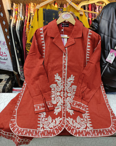 Designer Two Piece | Embroidered - Patasa | Winter Cotton