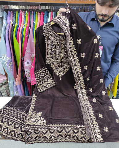 Three Piece Formals | Festive Embroidered - Winter Special | Micro 11000 Velvet