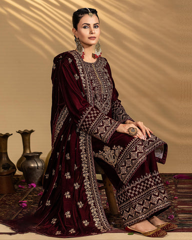 Three Piece Formals | Festive Embroidered - Winter Special | Micro 11000 Velvet