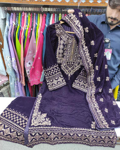 Three Piece Formals | Festive Embroidered - Winter Special | Micro 11000 Velvet