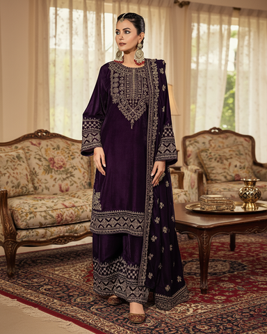 Three Piece Formals | Festive Embroidered - Winter Special | Micro 11000 Velvet