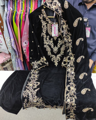 Three Piece Formals | Festive Embroidered - Winter Special | Velvet