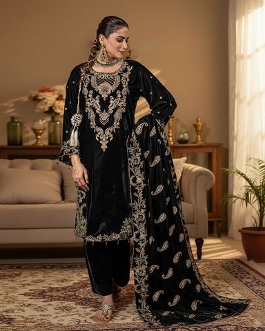 Three Piece Formals | Festive Embroidered - Winter Special | Velvet