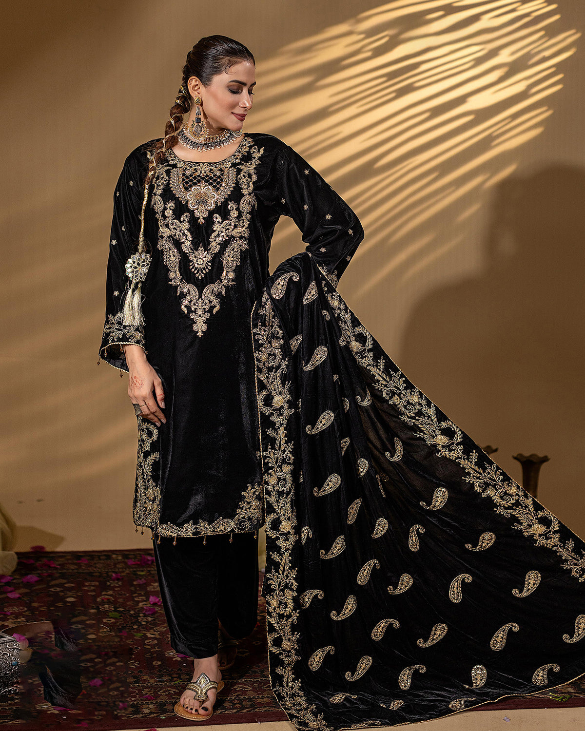 Three Piece Formals | Festive Embroidered - Winter Special | Velvet