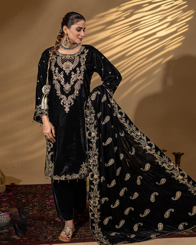 Three Piece Formals | Festive Embroidered - Winter Special | Velvet