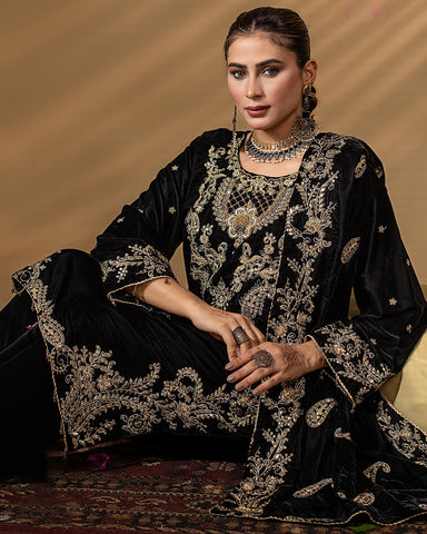 Three Piece Formals | Festive Embroidered - Winter Special | Velvet