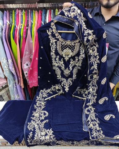 Three Piece Formals | Festive Embroidered - Winter Special | Velvet