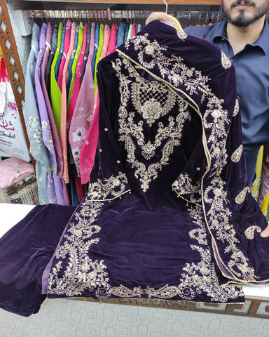 Three Piece Formals | Festive Embroidered - Winter Special | Velvet
