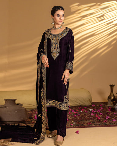 Three Piece Formals | Festive Embroidered - Winter Special | Micro 11000 Velvet