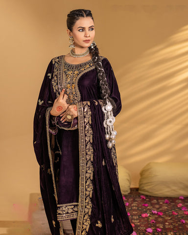 Three Piece Formals | Festive Embroidered - Winter Special | Micro 11000 Velvet