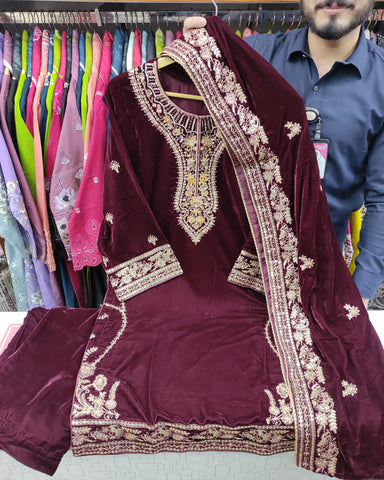 Three Piece Formals | Festive Embroidered - Winter Special | Micro 11000 Velvet