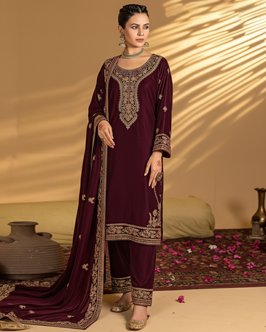 Three Piece Formals | Festive Embroidered - Winter Special | Micro 11000 Velvet