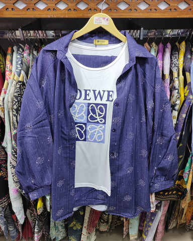 Western Denim Co-ord Set | Designer Mukesh | Denim Styled Lycra