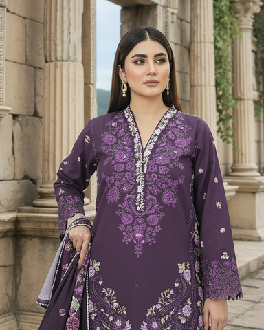 Designer Three Piece | Embroidered - Irem | Premium Cotton Khaddar