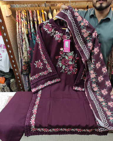 Designer Three Pieces | Dastaan-E-Ishq | Winter Dhanak