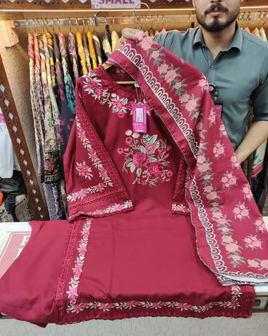 Designer Three Pieces | Dastaan-E-Ishq | Winter Dhanak