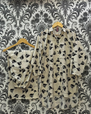 Semi Western Two Piece | Embroidered Shirt/Flapper | Georgette