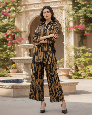 Semi Western Two Piece | Embroidered Shirt/Flapper | Georgette