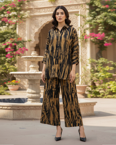 Semi Western Two Piece | Embroidered Shirt/Flapper | Georgette