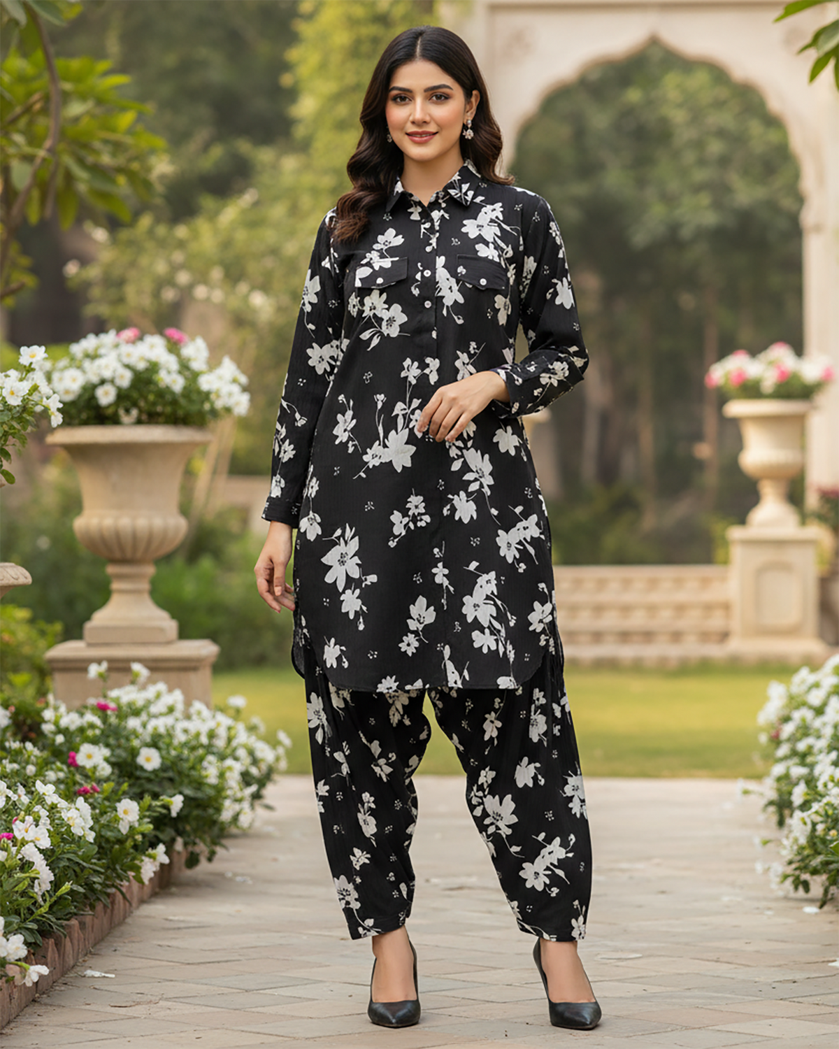 Semi Western Two Piece | Stylish Shirt/Shalwar | CY Georgette