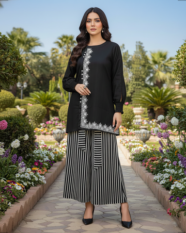 Semi Western Two Piece | Embroidered Shirt/Flapper | Cotton