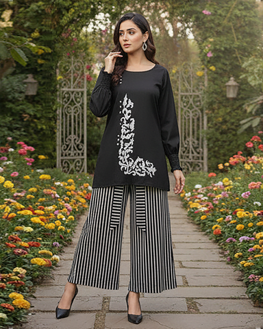 Semi Western Two Piece | Embroidered Shirt/Flapper | Cotton