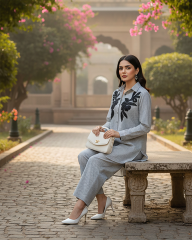 Semi Western Two Piece | Printed Shirt/Flapper | Cambric Cotton