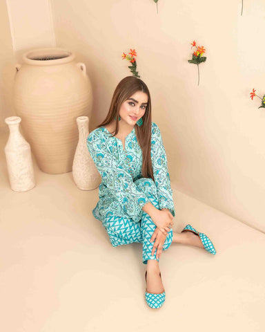 Designer Embroidered Two Pieces | Dilfa - Complimentary Khussa | Swiss