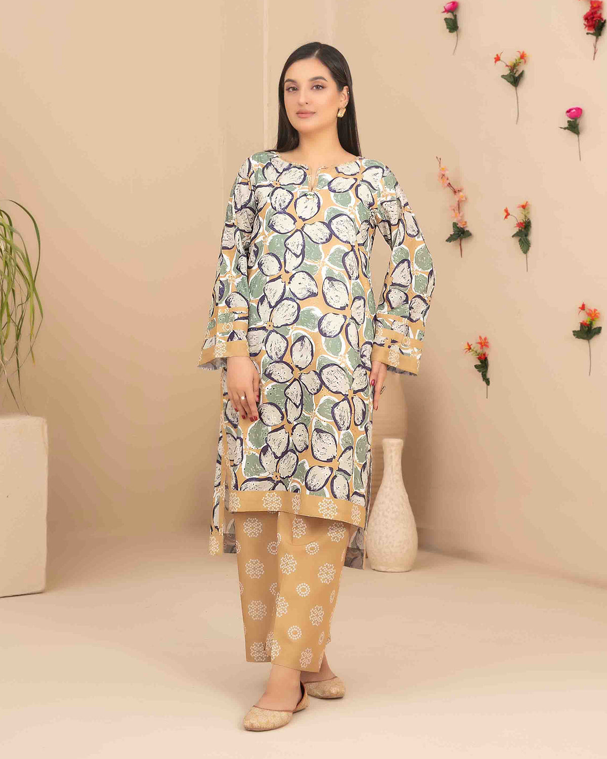 Designer Embroidered Two Pieces | Dilfa - Complimentary Khussa | Swiss