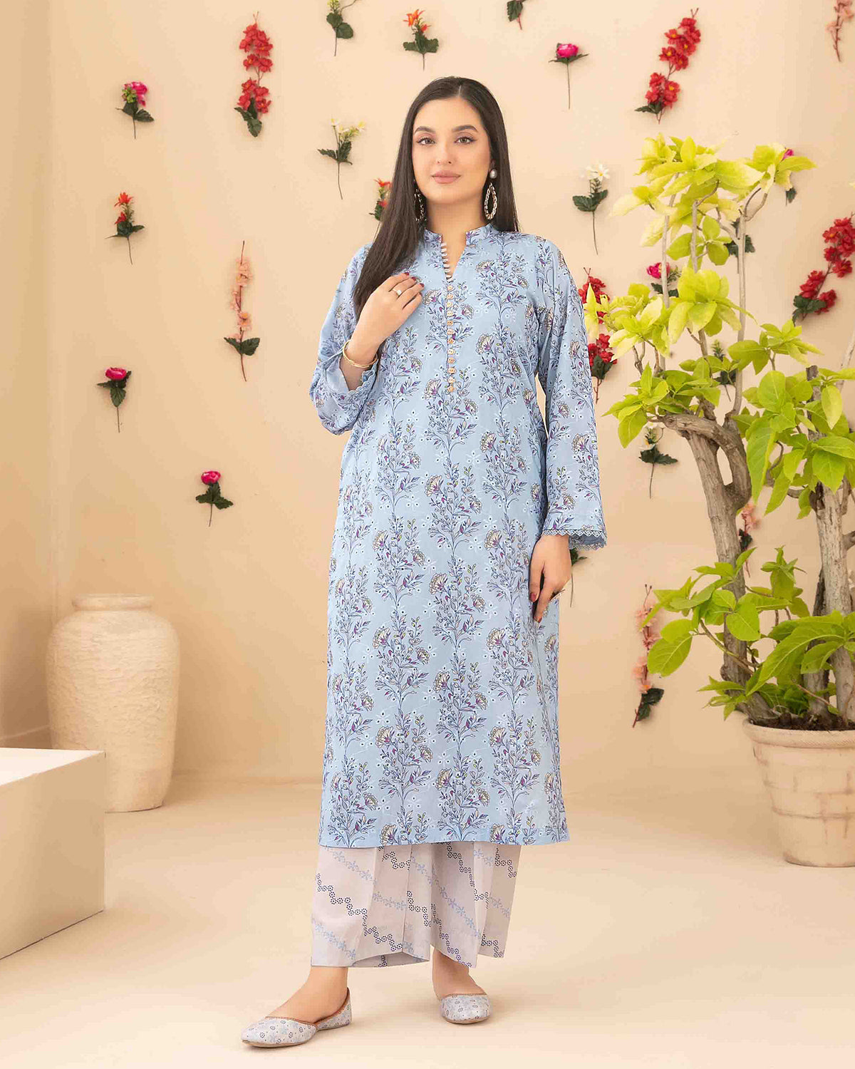 Designer Embroidered Two Pieces | Dilfa - Complimentary Khussa | Swiss