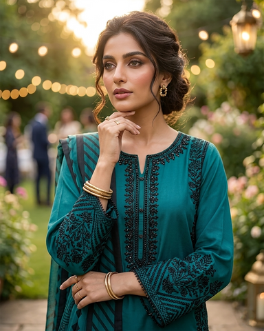Designer Three Piece | Embroidered - Luxury Virsa Iconic | Premium Lawn