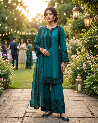 Designer Three Piece | Embroidered - Luxury Virsa Iconic | Premium Lawn