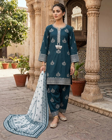 Designer Three Piece | Embroidered Handwork - Sakura | Summer Lawn